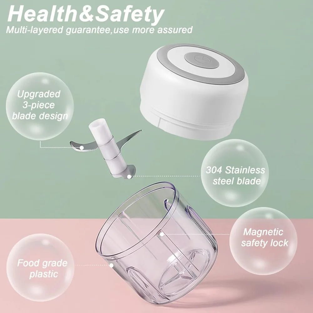 Electric Garlic Mincer 250ML USB Miniature Onion Chopper Portable Food Processor
