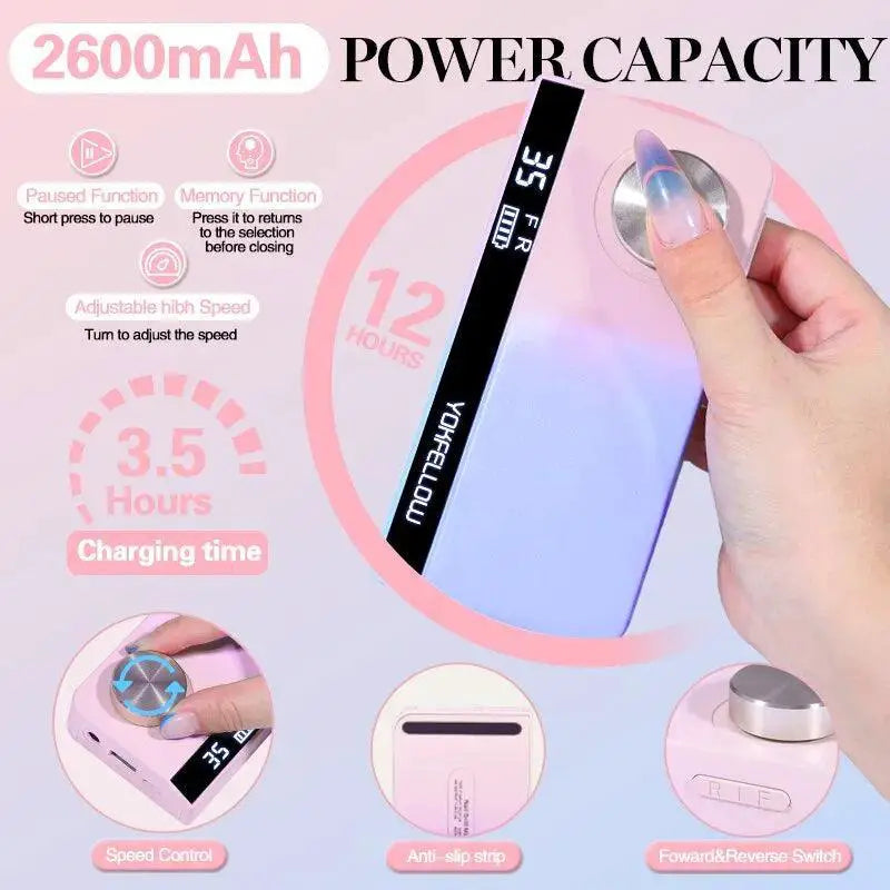 Electric Nail Drill Kit Pro Grooming Tool Smart Pause