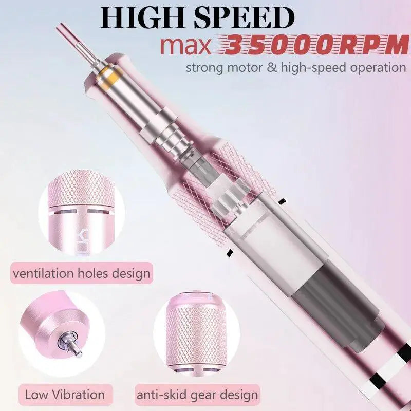 Electric Nail Drill Kit Pro Grooming Tool Smart Pause