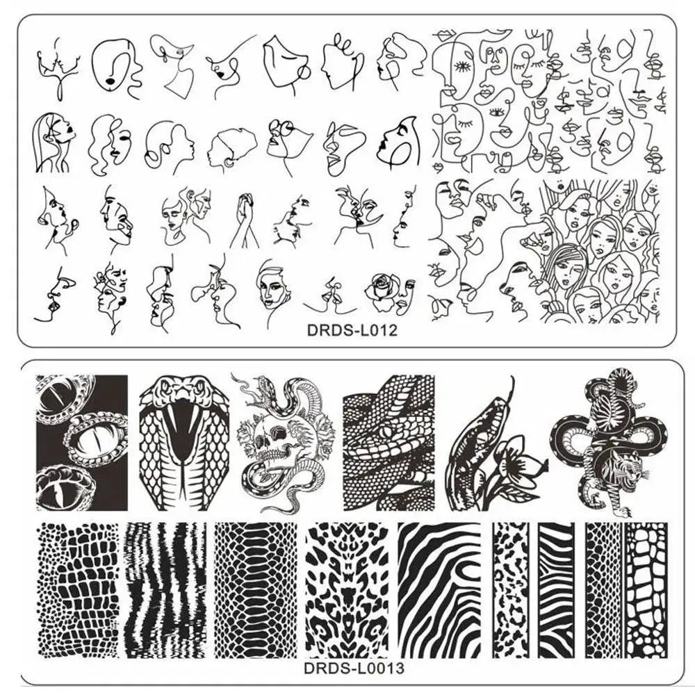 Elegance And Serpent Nail Art Stencil Bundle Steel Designs