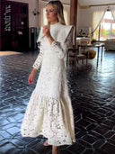 Elegant White Lace Maxi Dress for Office