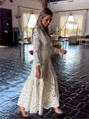 Elegant White Lace Maxi Dress for Office