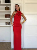 Elegant 3D Flower Maxi Gown For Weddings