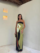 Elegant 3D Flower Maxi Dress White V-neck Slim High Street