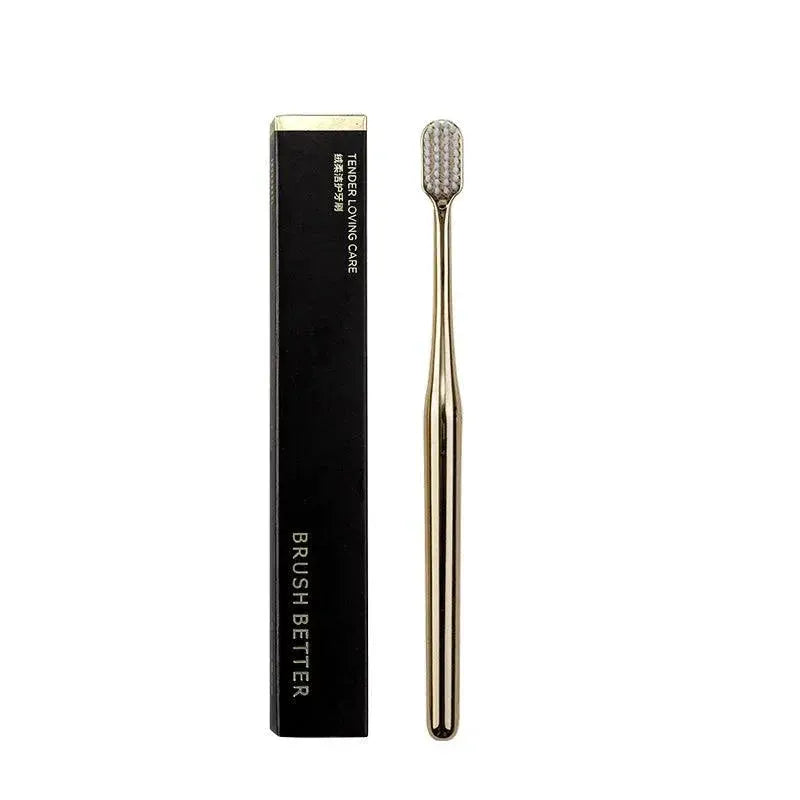 Elegant Adult Soft Bristle Toothbrush Luxury Gold Silver