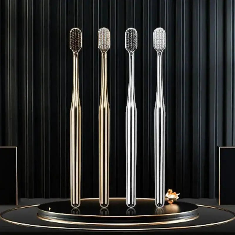 Elegant Adult Soft Bristle Toothbrush Luxury Gold Silver