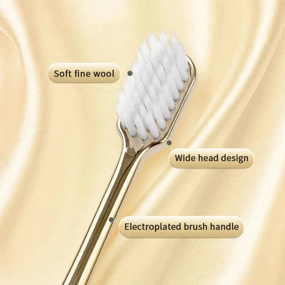 Elegant Adult Soft Bristle Toothbrush Luxury Gold Silver