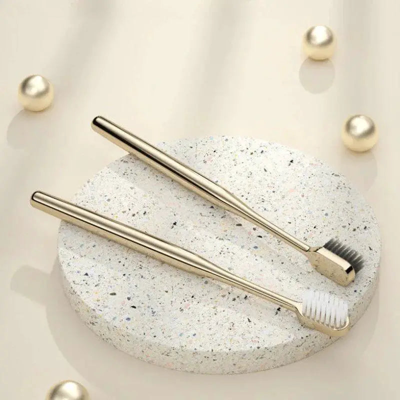 Elegant Adult Soft Bristle Toothbrush Luxury Gold Silver