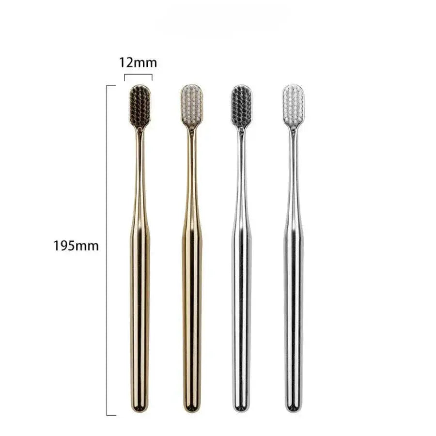 Elegant Adult Soft Bristle Toothbrush Luxury Gold Silver