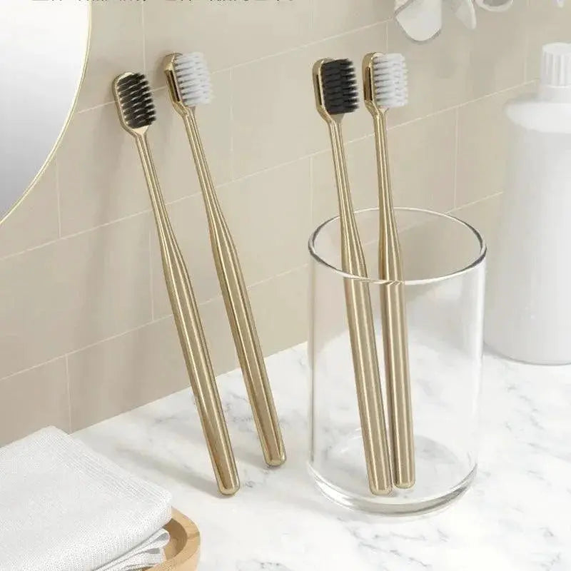 Elegant Adult Soft Bristle Toothbrush Luxury Gold Silver