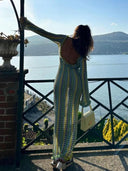 Elegant Backless Maxi Dress with Flared Sleeves Gown