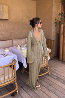 Elegant Backless Maxi Dress with Flared Sleeves Gown