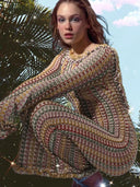 Elegant Backless Maxi Dress with Flared Sleeves Gown