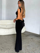 Elegant Backless Sheath Dress with Bow Details Evening Wear