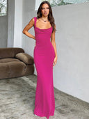 Elegant Backless Sheath Dress with Bow Details Evening Wear
