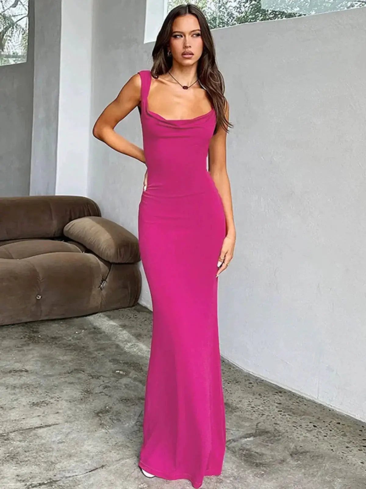 Elegant Backless Sheath Dress With Bow Details Evening Wear