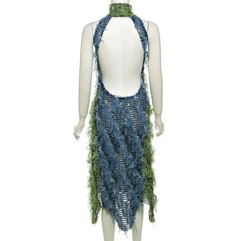 Elegant Backless Tassel Maxi Dress For Christmas Parties