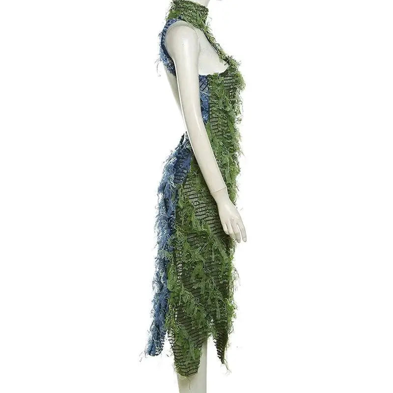 Elegant Backless Tassel Maxi Dress For Christmas Parties
