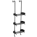 Elegant Black Bathroom Hanging Shelf Organizer with Nail-Free Installation