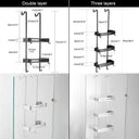 Elegant Black Bathroom Hanging Shelf Organizer with Nail-Free Installation