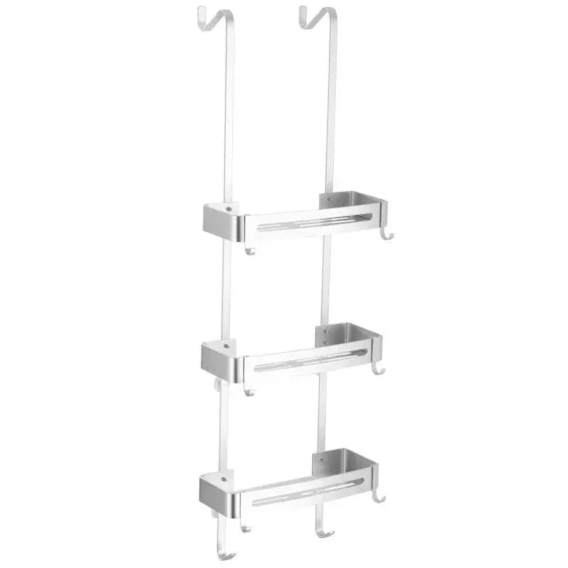 Black Bathroom Hanging Shelf Organizer Nail Free Install