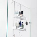 Elegant Black Bathroom Hanging Shelf Organizer with Nail-Free Installation