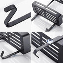 Elegant Black Bathroom Hanging Shelf Organizer with Nail-Free Installation