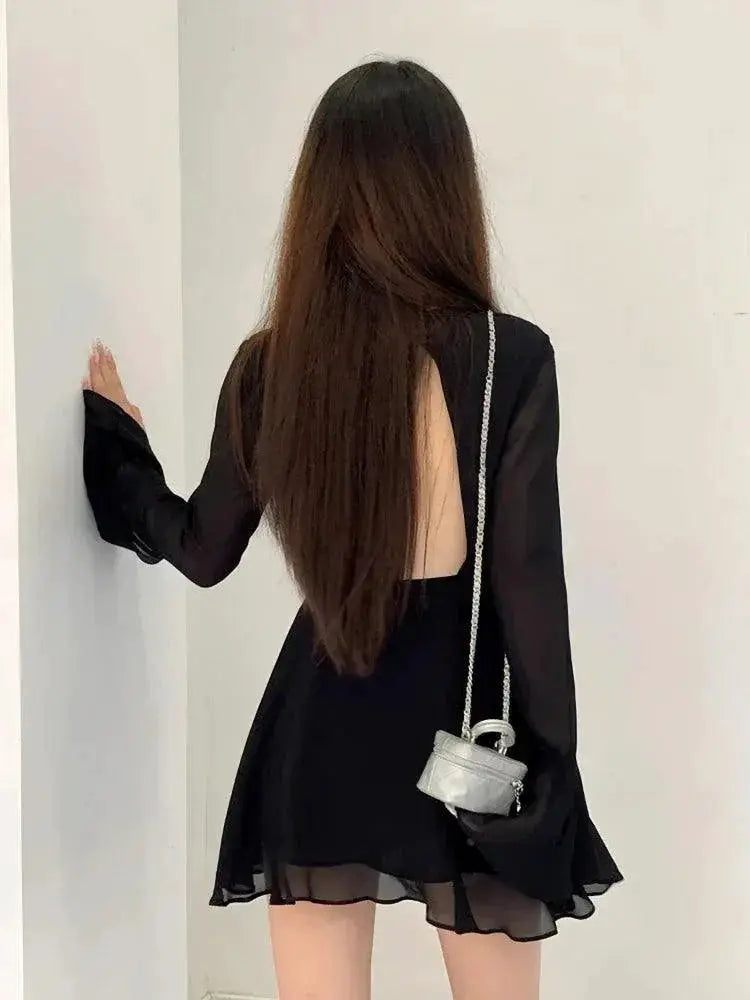 Elegant Black Lace Up Party Dress For Women Confidence