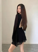 Elegant Black Lace-up Party Dress for Women Confidence Boosting
