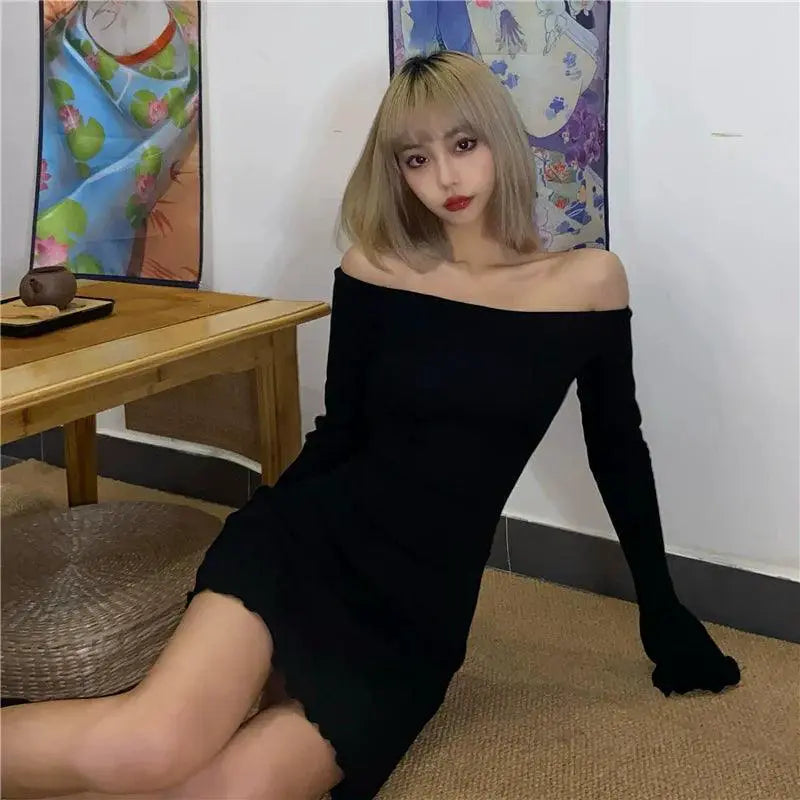 Elegant Black Off Shoulder Dress Chic Womens Fashion