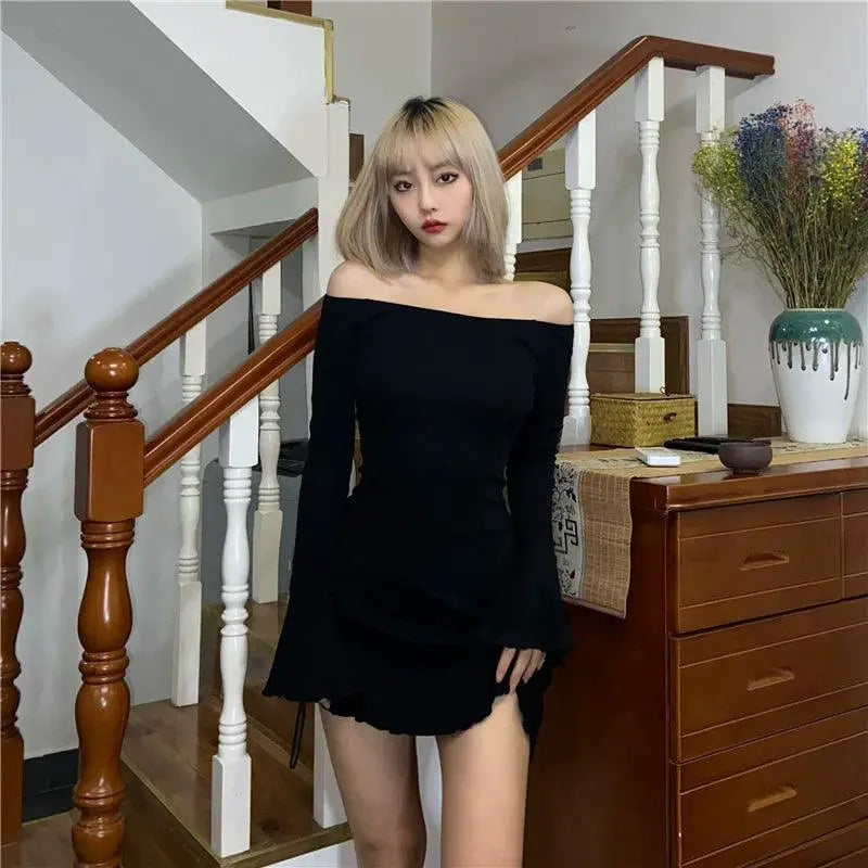 Elegant Black Off Shoulder Dress Chic Womens Fashion