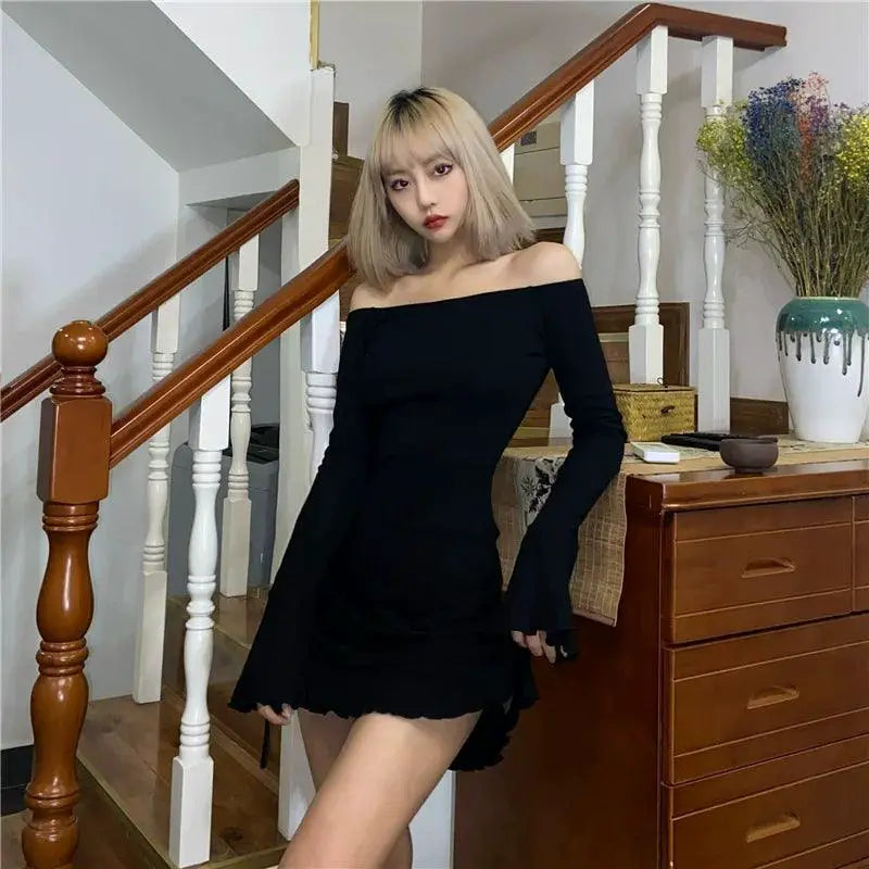 Elegant Black Off Shoulder Dress Chic Womens Fashion