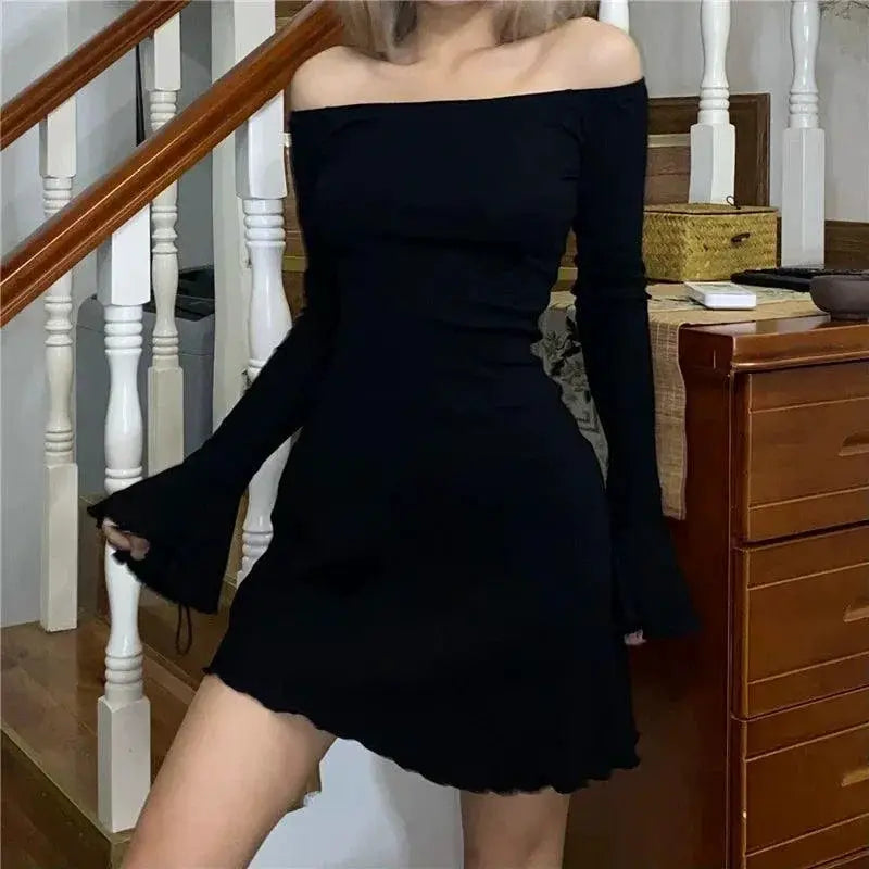 Elegant Black Off Shoulder Dress Chic Womens Fashion