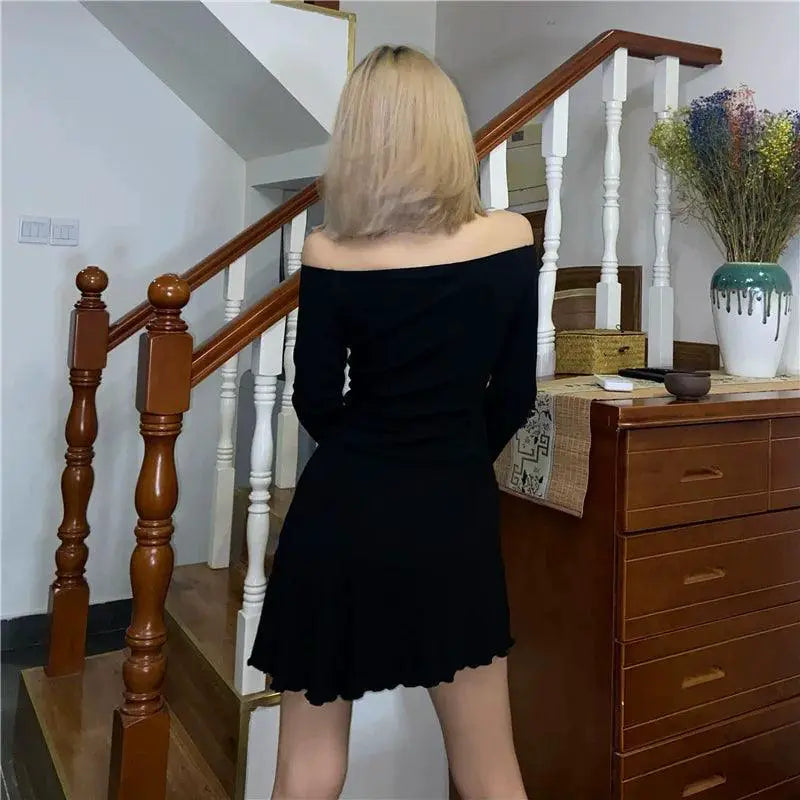 Elegant Black Off Shoulder Dress Chic Womens Fashion