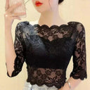 Elegant Black White Lace Blouse For Stylish Summer Fashion