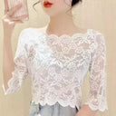 Elegant Black White Lace Blouse For Stylish Summer Fashion