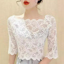 Elegant Black White Lace Blouse For Stylish Summer Fashion