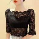 Elegant Black White Lace Blouse For Stylish Summer Fashion
