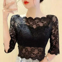 Elegant Black White Lace Blouse For Stylish Summer Fashion