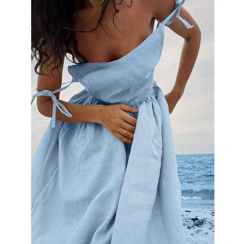 Elegant Cotton Suspender Dress Mori Style Mori Girl Backless