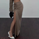 Elegant Cryptographic Floral Applique Maxi Skirt for Women