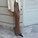 Elegant Cryptographic Floral Applique Maxi Skirt for Women