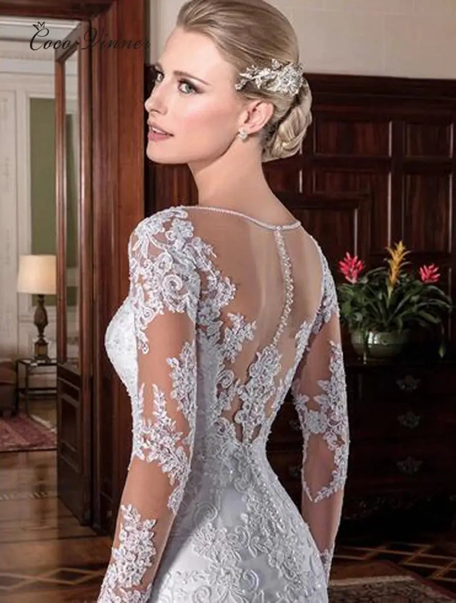 Elegant Customized Europe Style Mermaid Wedding Dress Bride Embroidery Appliques