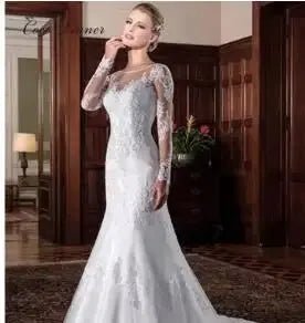 Elegant Customized Europe Style Mermaid Wedding Dress Bride Embroidery Appliques