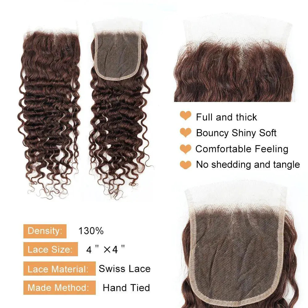 Dark Brown Ombre Honey Blonde Water Wave 4x4 Lace Closure