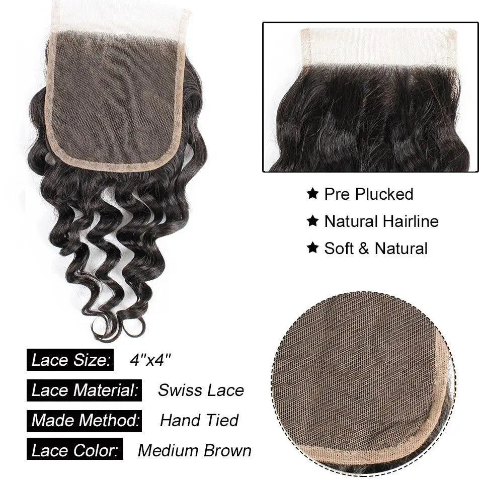 Dark Brown Ombre Honey Blonde Water Wave 4x4 Lace Closure