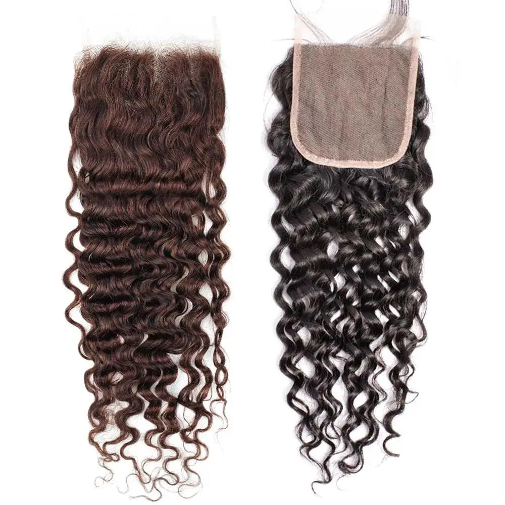 Dark Brown Ombre Honey Blonde Water Wave 4x4 Lace Closure