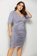 Flattering V-Neck Pleated Dress for Women