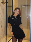 Elegant Doll Neck Mini Dress for Banquets and Clubs