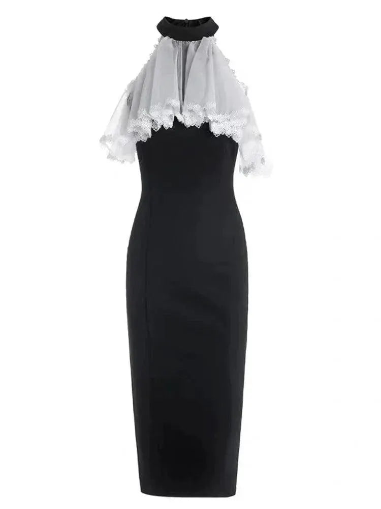 Elegant Fairy French Dress Off Shoulder Lotus Leaf Sleeves
